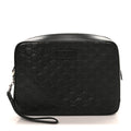 Gucci Guccissima Zip Pouch Wristlet Black