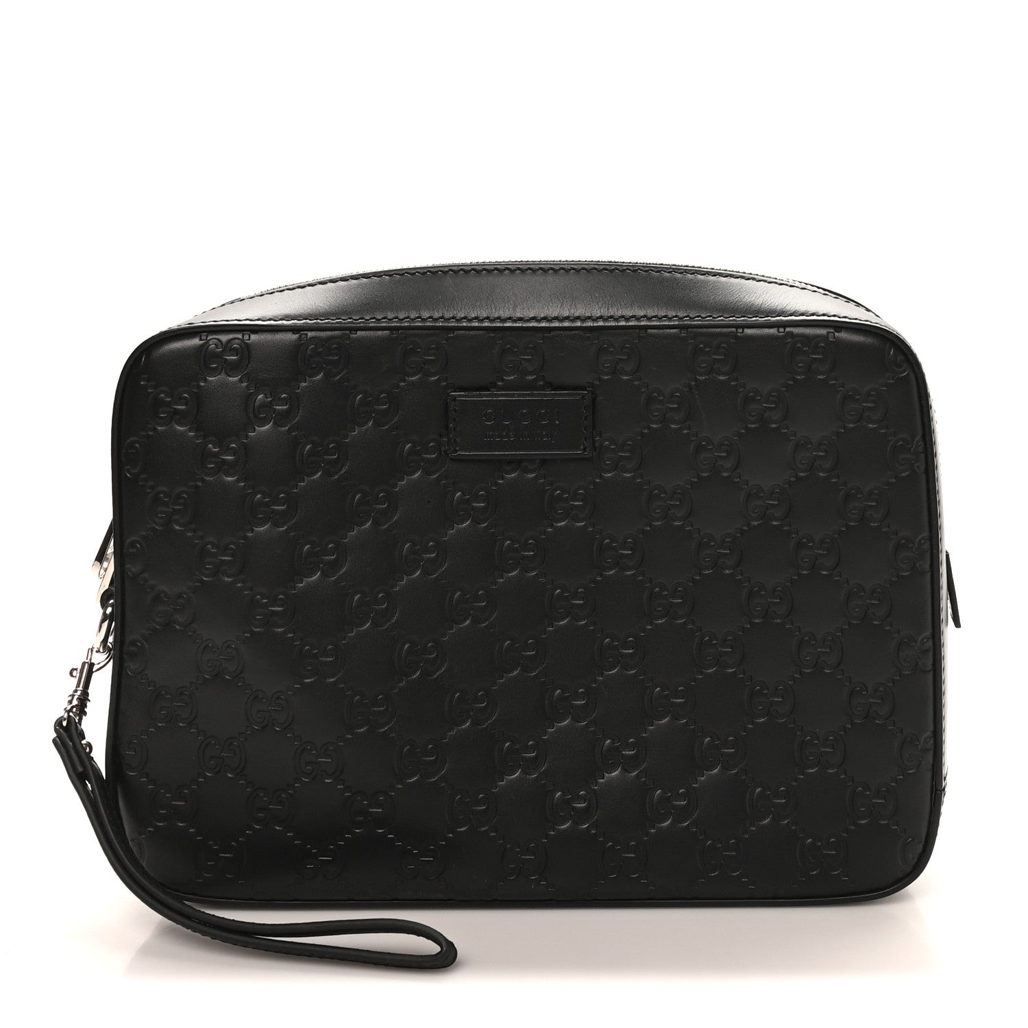 Gucci Guccissima Zip Pouch Wristlet Black