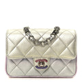 Chanel Gradient Metallic Calfskin Quilted Clutch Silver Blue Yellow Purple