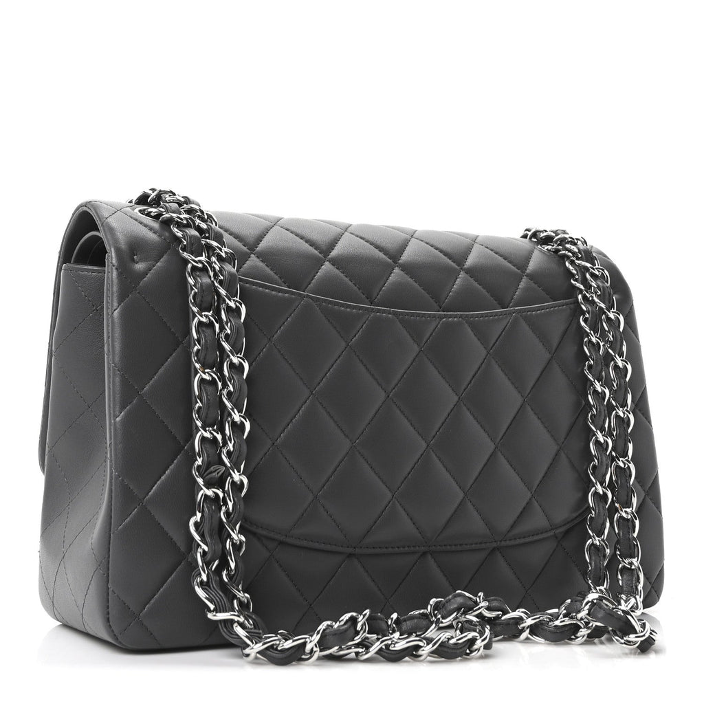 Chanel Lambskin Quilted Jumbo Double Flap Dark Grey
