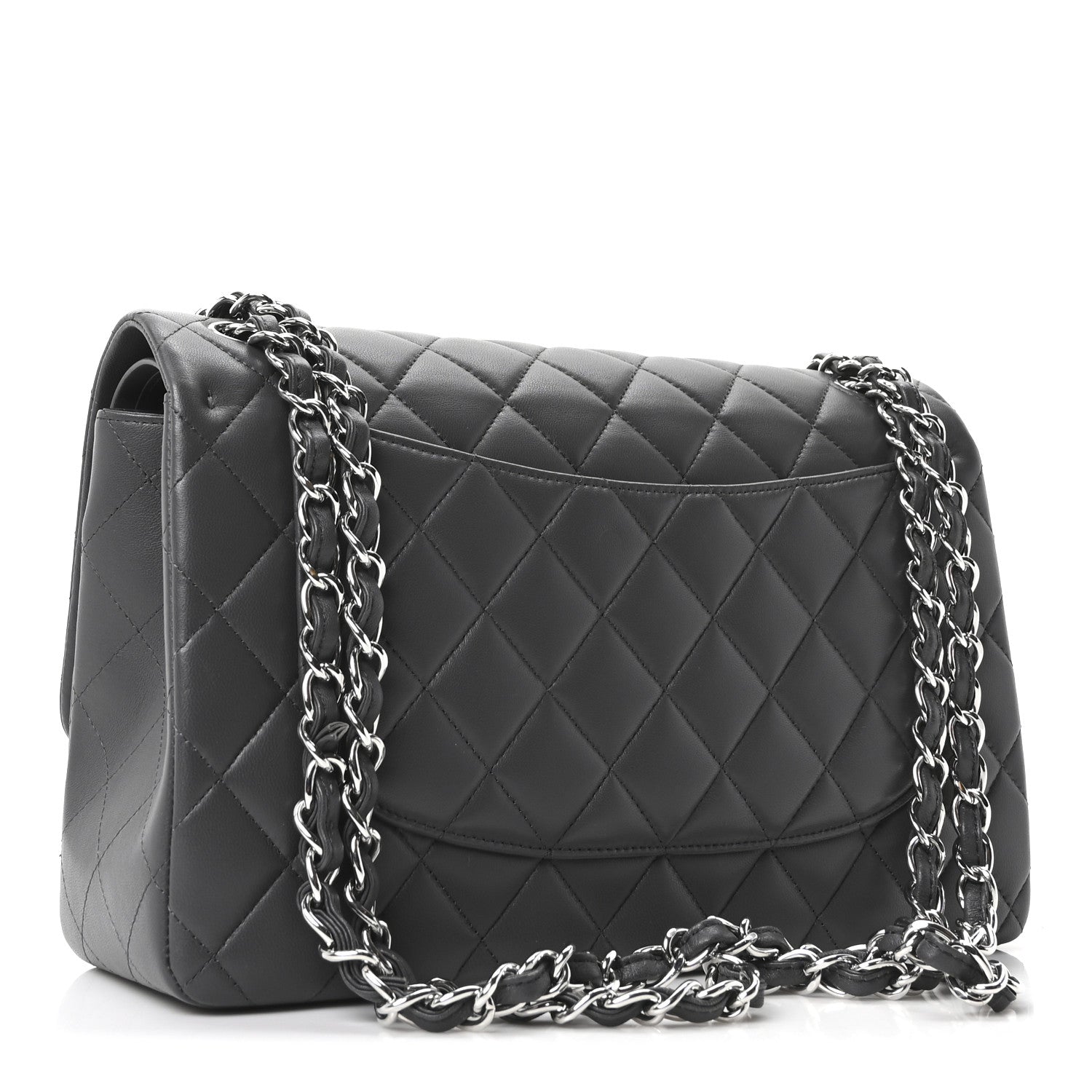 Chanel Lambskin Quilted Jumbo Double Flap Dark Grey
