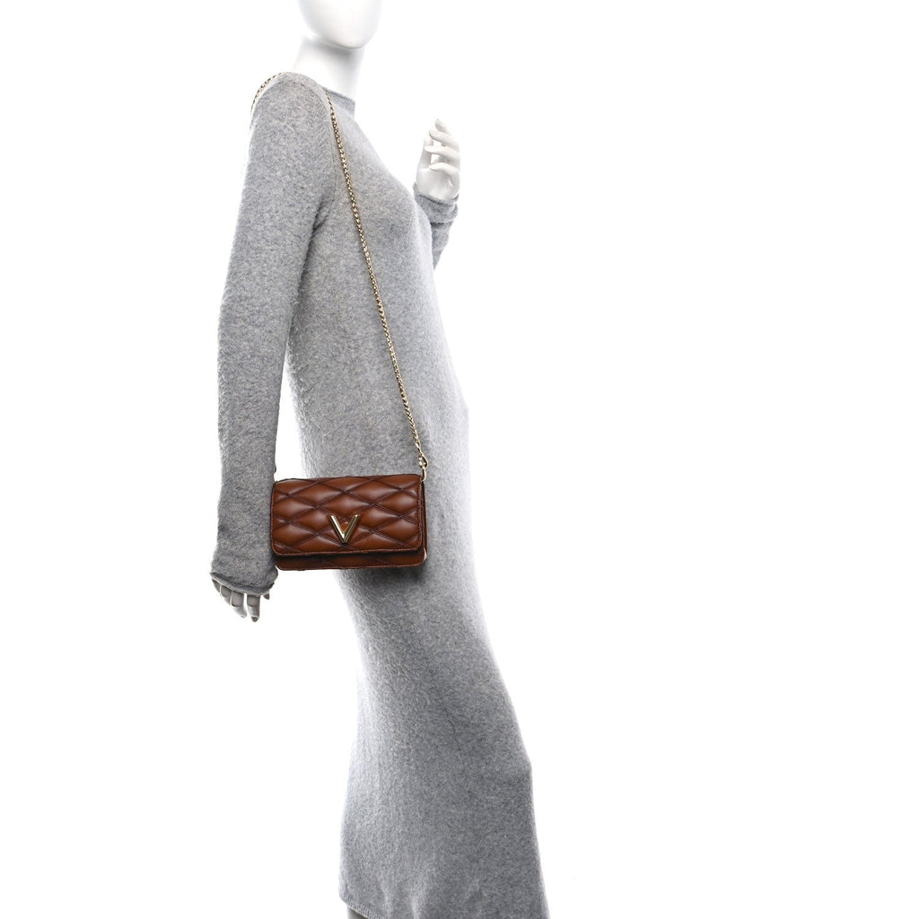 Louis Vuitton Lambskin Malletage Wallet On Chain GO-14 Tan