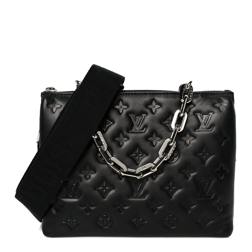 Louis Vuitton Lambskin Embossed Monogram Coussin PM Black