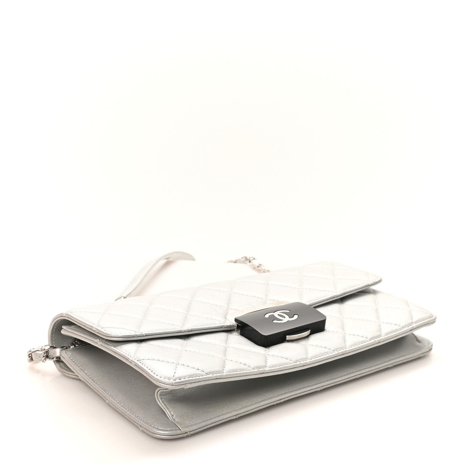 Chanel Metallic Sheepskin Quilted Small Beauty Lock Flap Silver