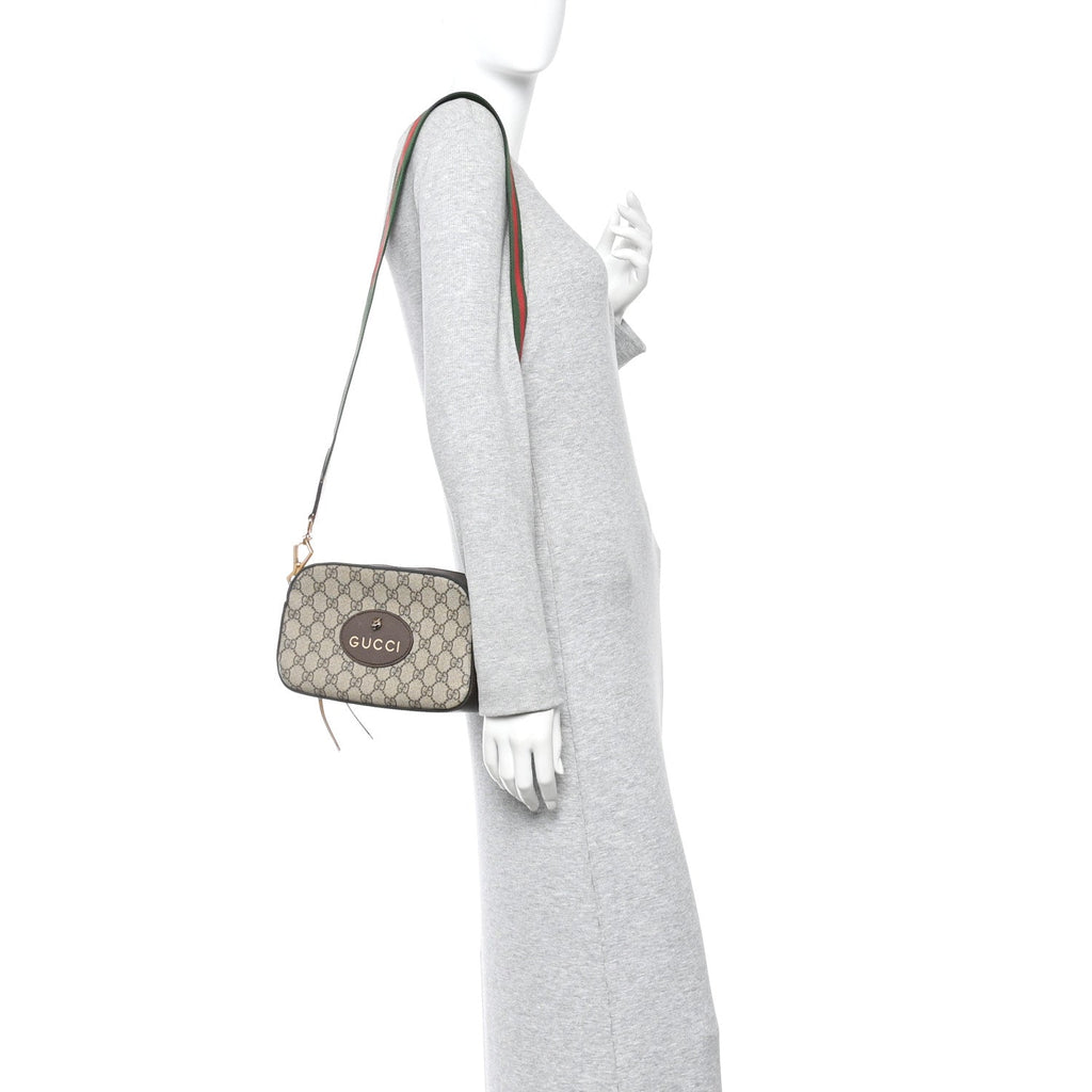 Gucci GG Supreme Monogram Web Neo Vintage Shoulder Bag Beige New Acero Crop