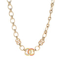 Crystal Chain CC Choker Necklace Gold Multicolor