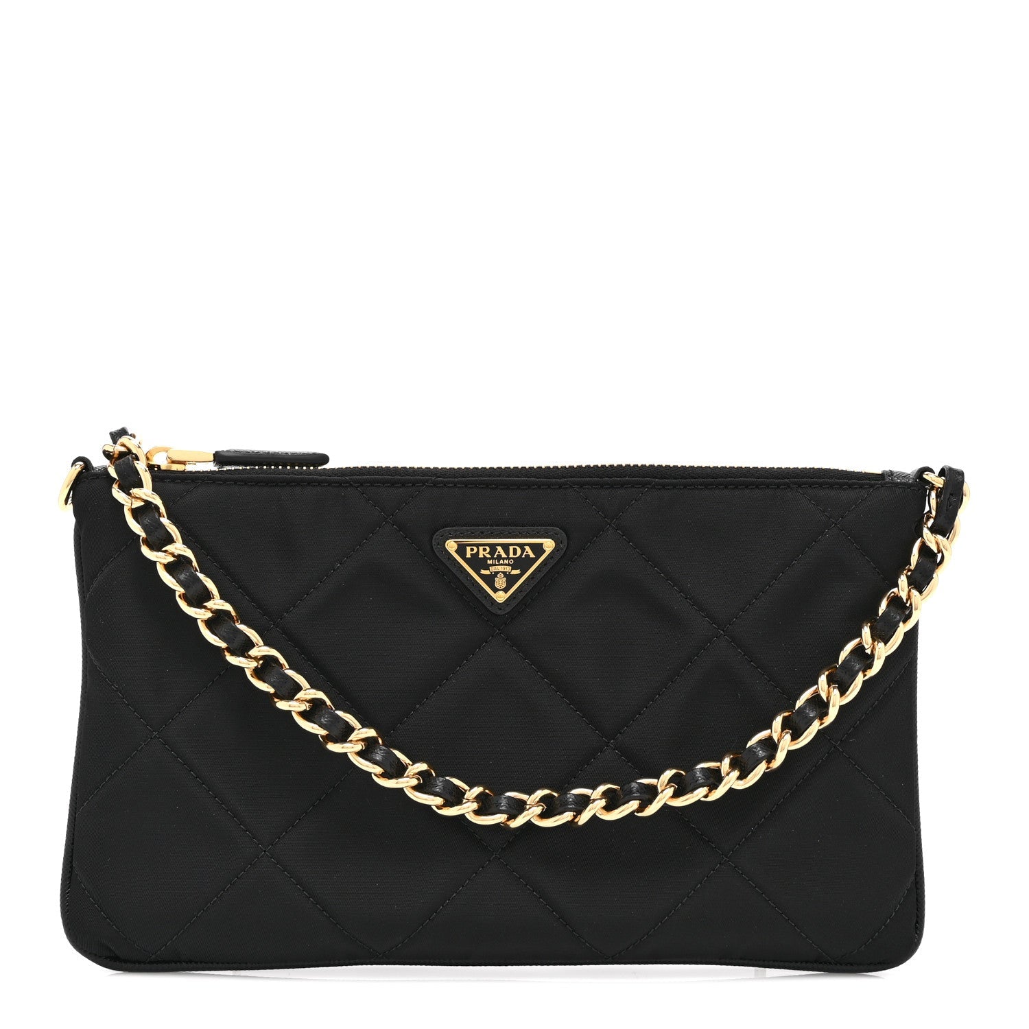 Prada Re-Nylon Tessuto Impuntu Quilted Re-Edition 1995 Chaine Pouch Black