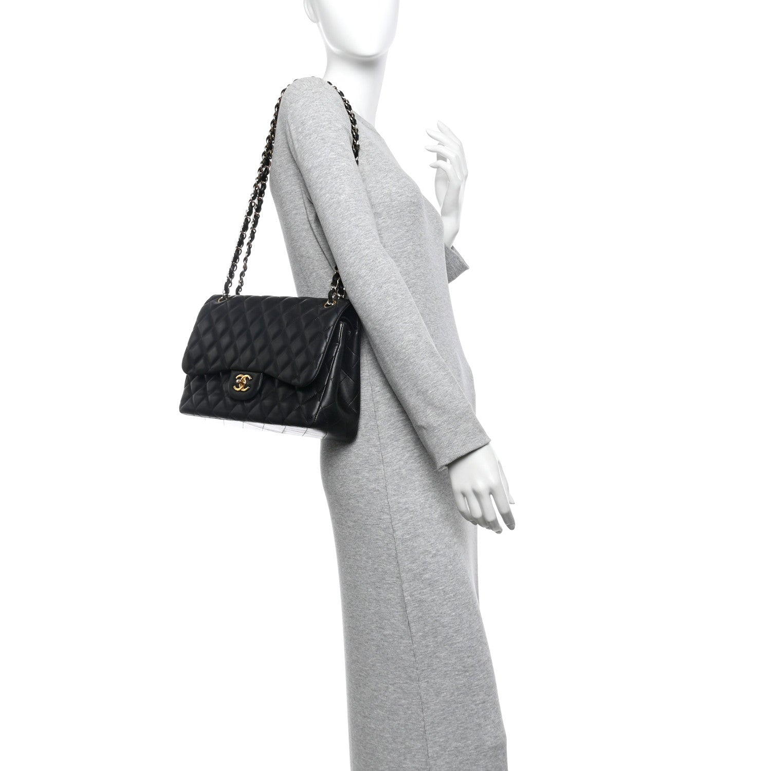 Chanel Lambskin Quilted Jumbo Double Flap Black