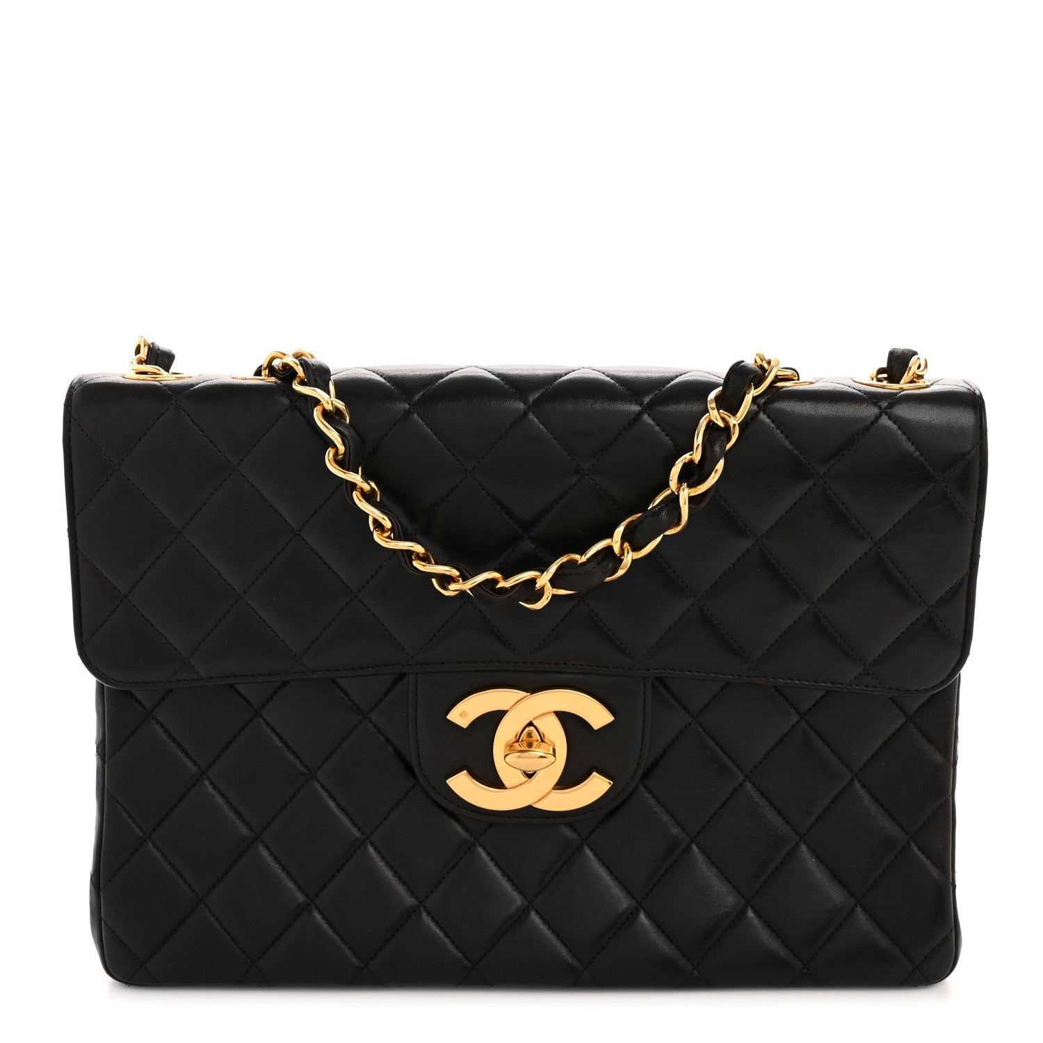 Chanel Lambskin Quilted XL Jumbo Single Flap Black