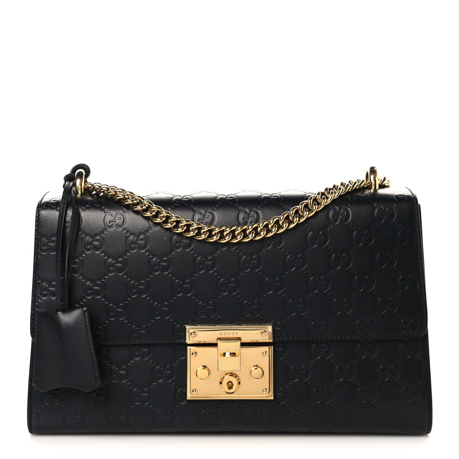Gucci Guccissima Medium Padlock Shoulder Bag Black