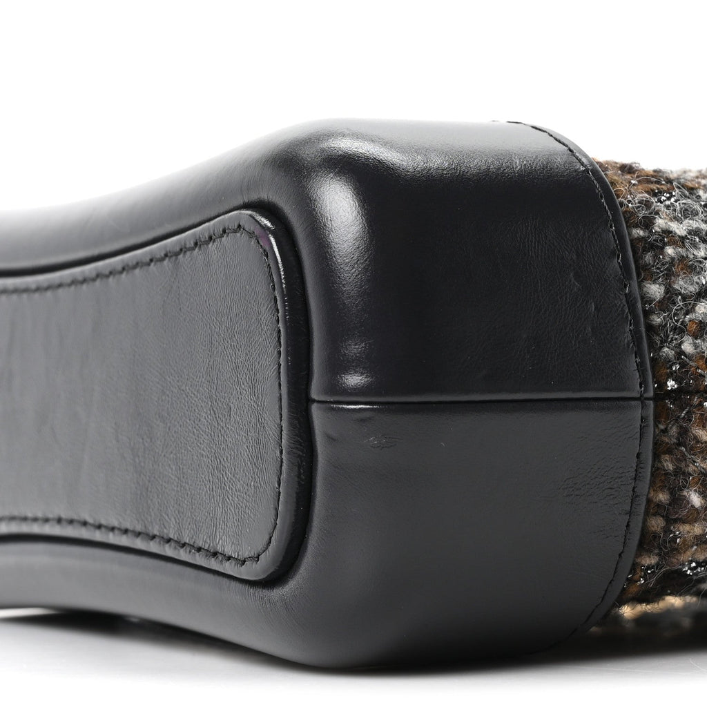 Chanel Tweed Calfskin Small Gabrielle Hobo Brown