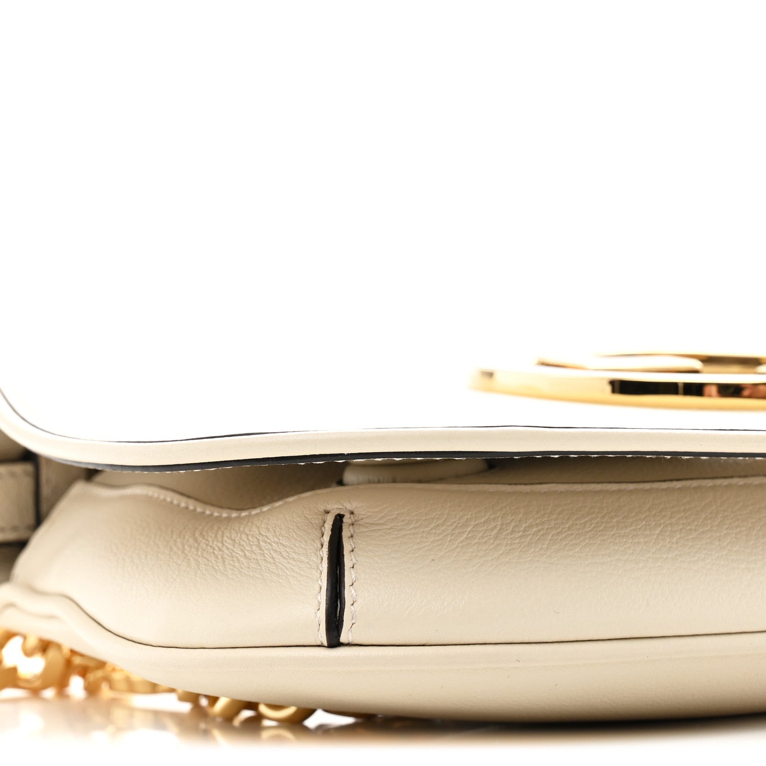 Gucci Roxy Calfskin Blondie Chain Shoulder Flap Bag Mystic White