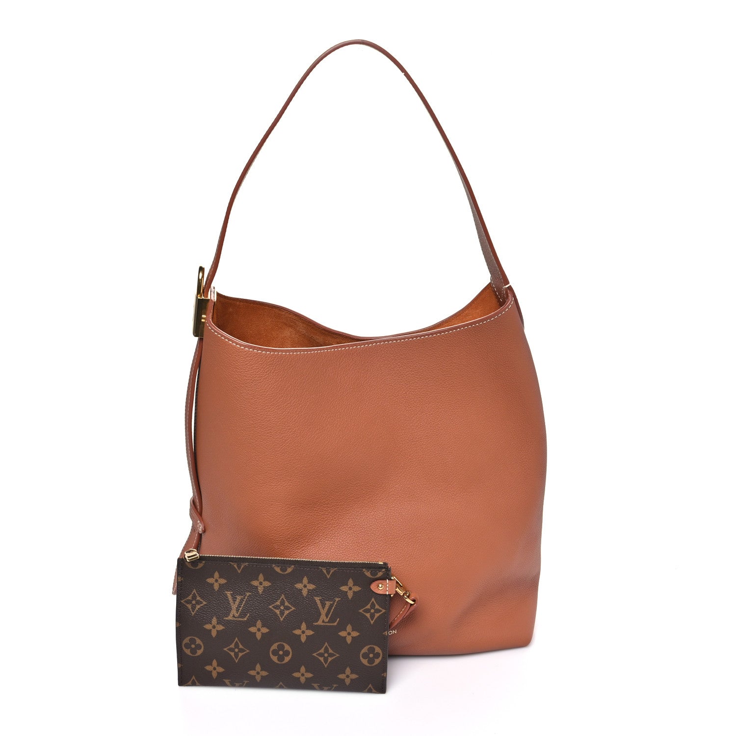 Louis Vuitton Grained Calfskin Low Key Hobo MM Cognac