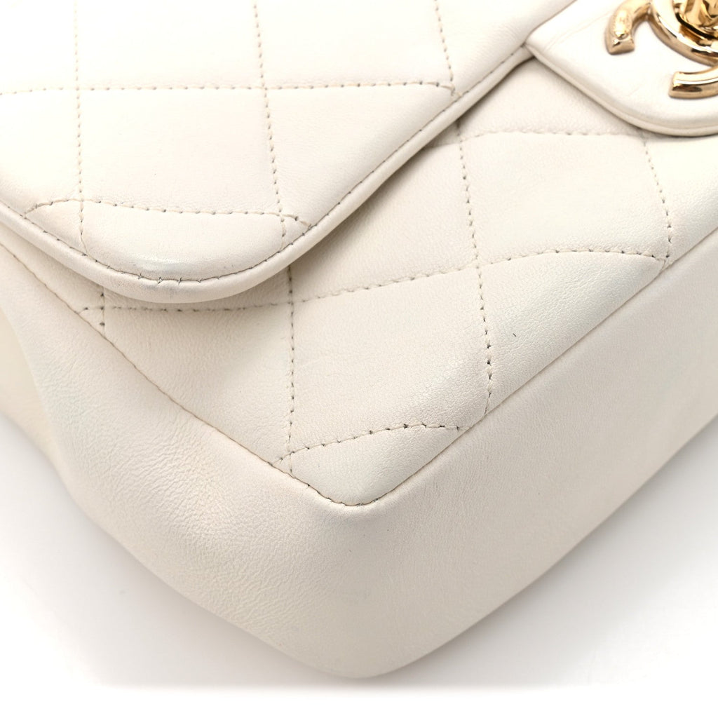 Chanel Lambskin Quilted Resin Bi-Color Chain Flap Bag White