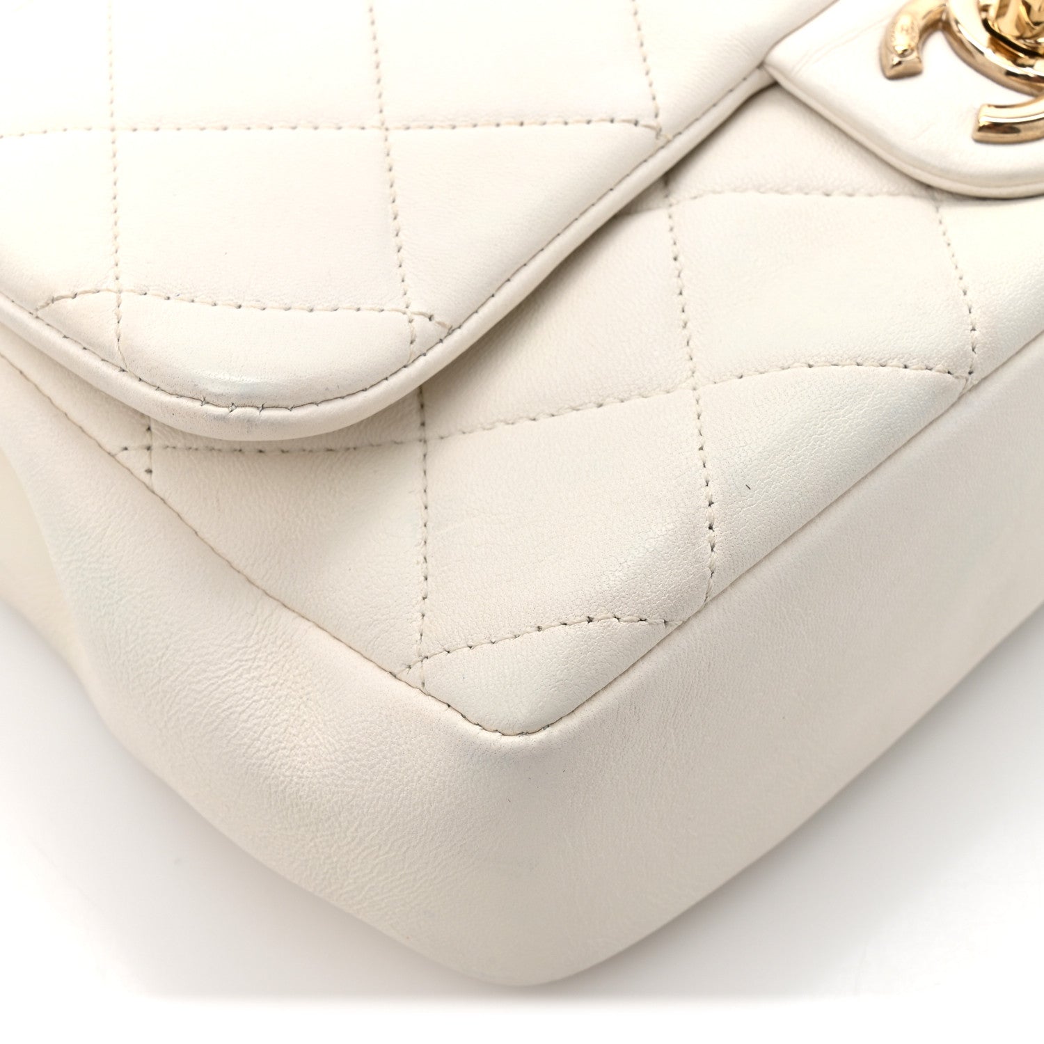 Chanel Lambskin Quilted Resin Bi-Color Chain Flap Bag White