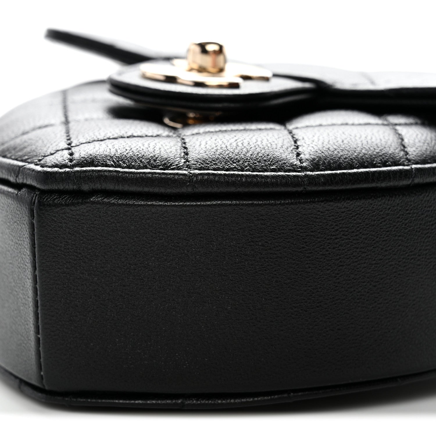 Chanel Lambskin Quilted CC In Love Heart Clutch With Chain Black