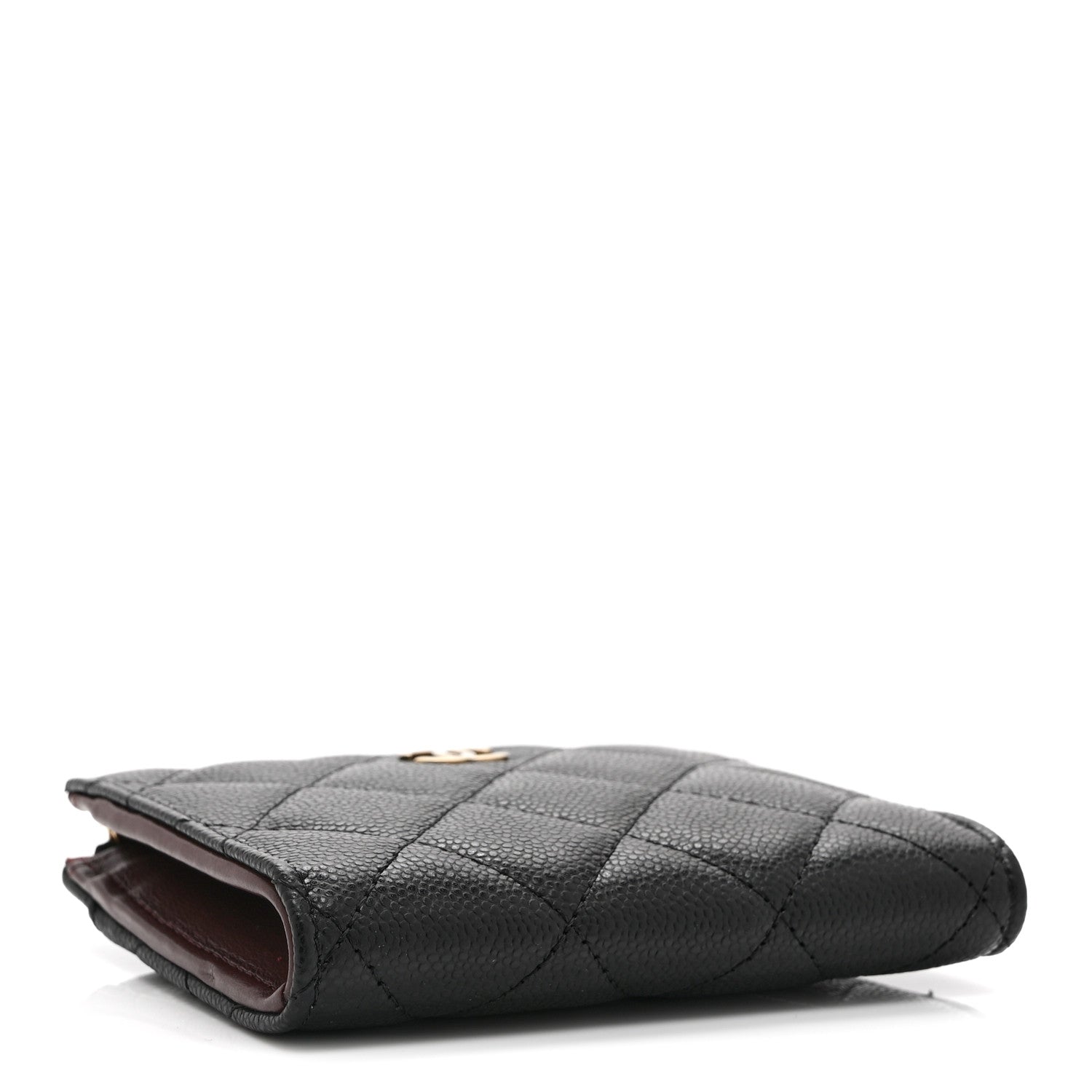 Caviar Quilted CC Zip Around Card Holder Wallet Black