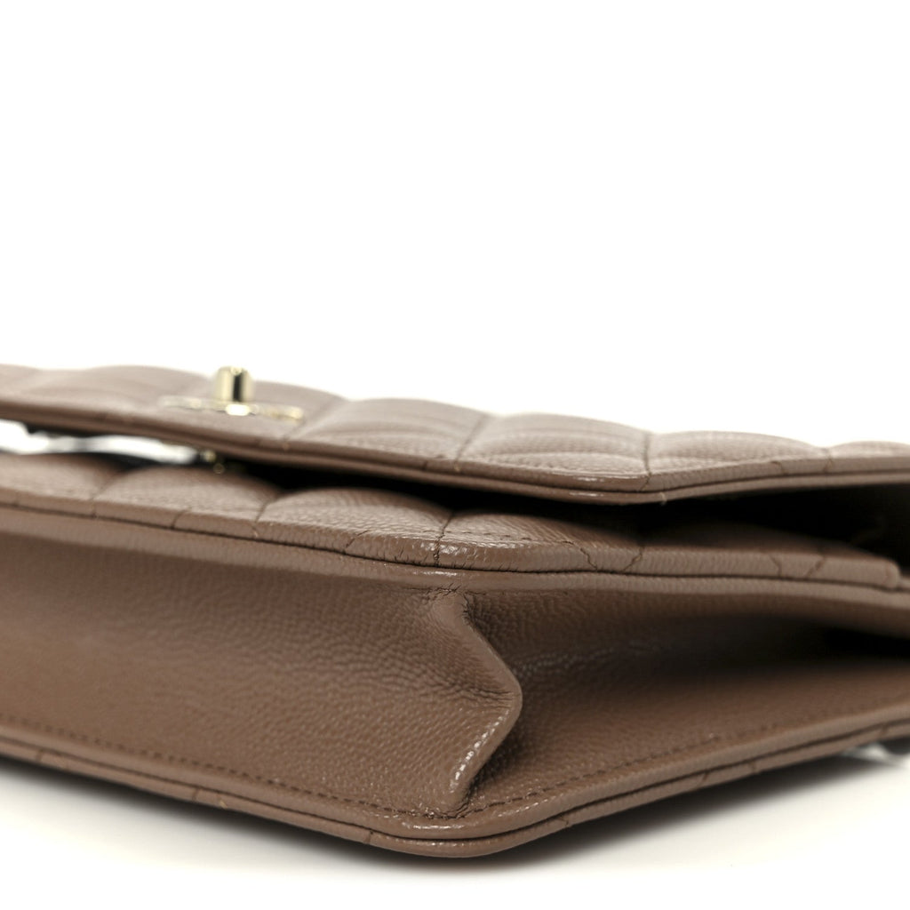 Chanel Caviar Quilted CC Turnlock Wallet On Chain WOC Brown