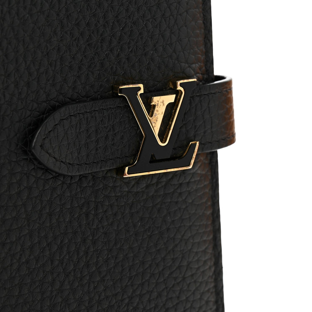 Louis Vuitton Taurillon LV Vertical Capucines Wallet Black Arizona