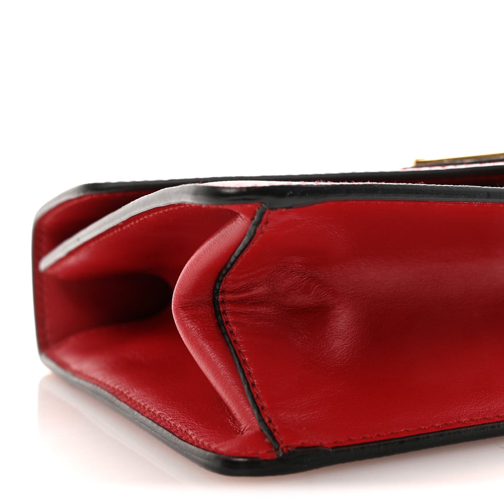 Prada Saffiano Soft Calfskin Metal Triangle Logo Envelope Chain Shoulder Bag Fuoco