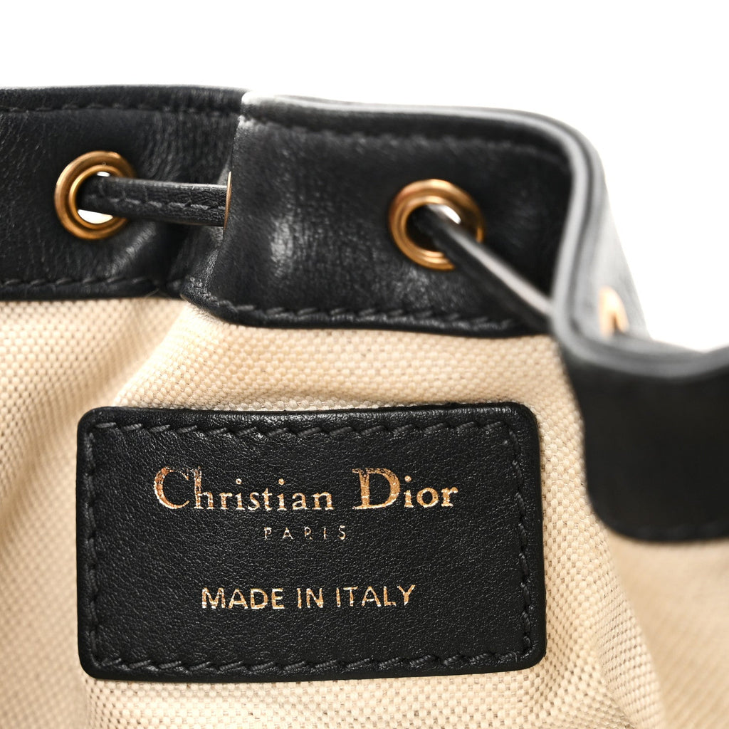 Christian Dior Oblique Drawstring Chain Bucket Bag Blue