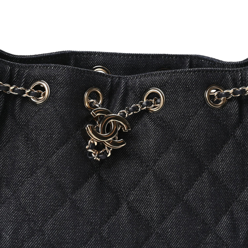Chanel Denim Quilted Mini Chanel 25 Handbag Dark Blue