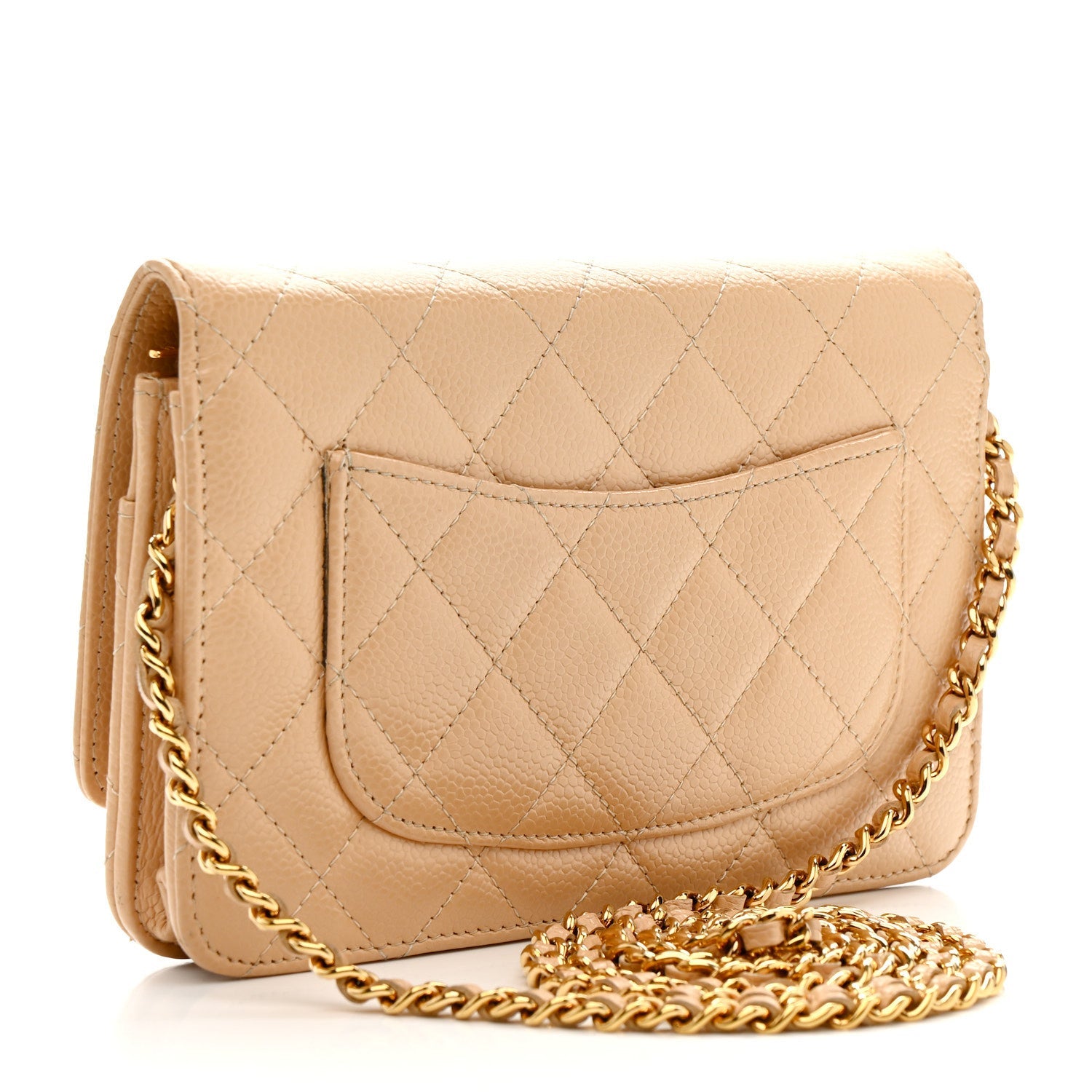 Chanel Caviar Quilted Wallet On Chain WOC Beige