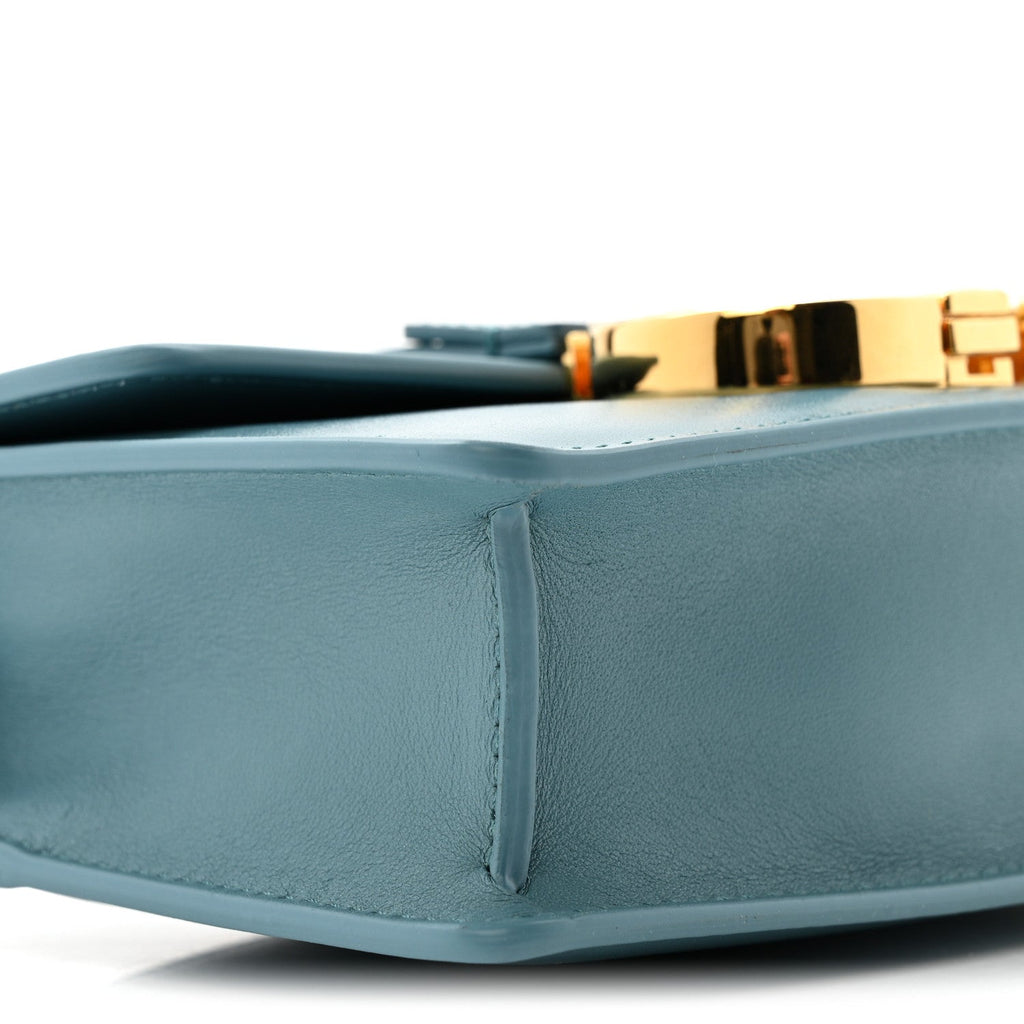 Christian Dior Smooth Calfskin Micro 30 Montaigne Flap Bag Cerulean Blue
