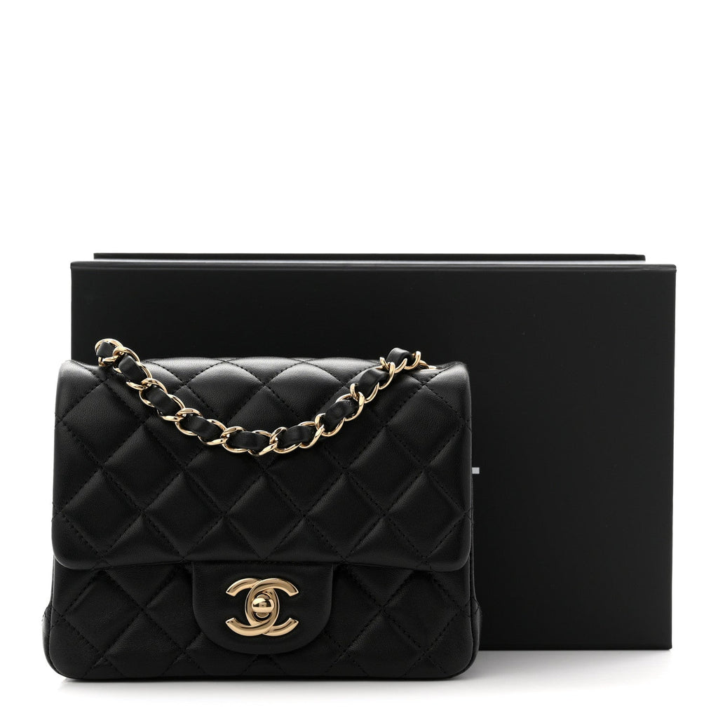 Chanel Lambskin Quilted Mini Square Flap Black