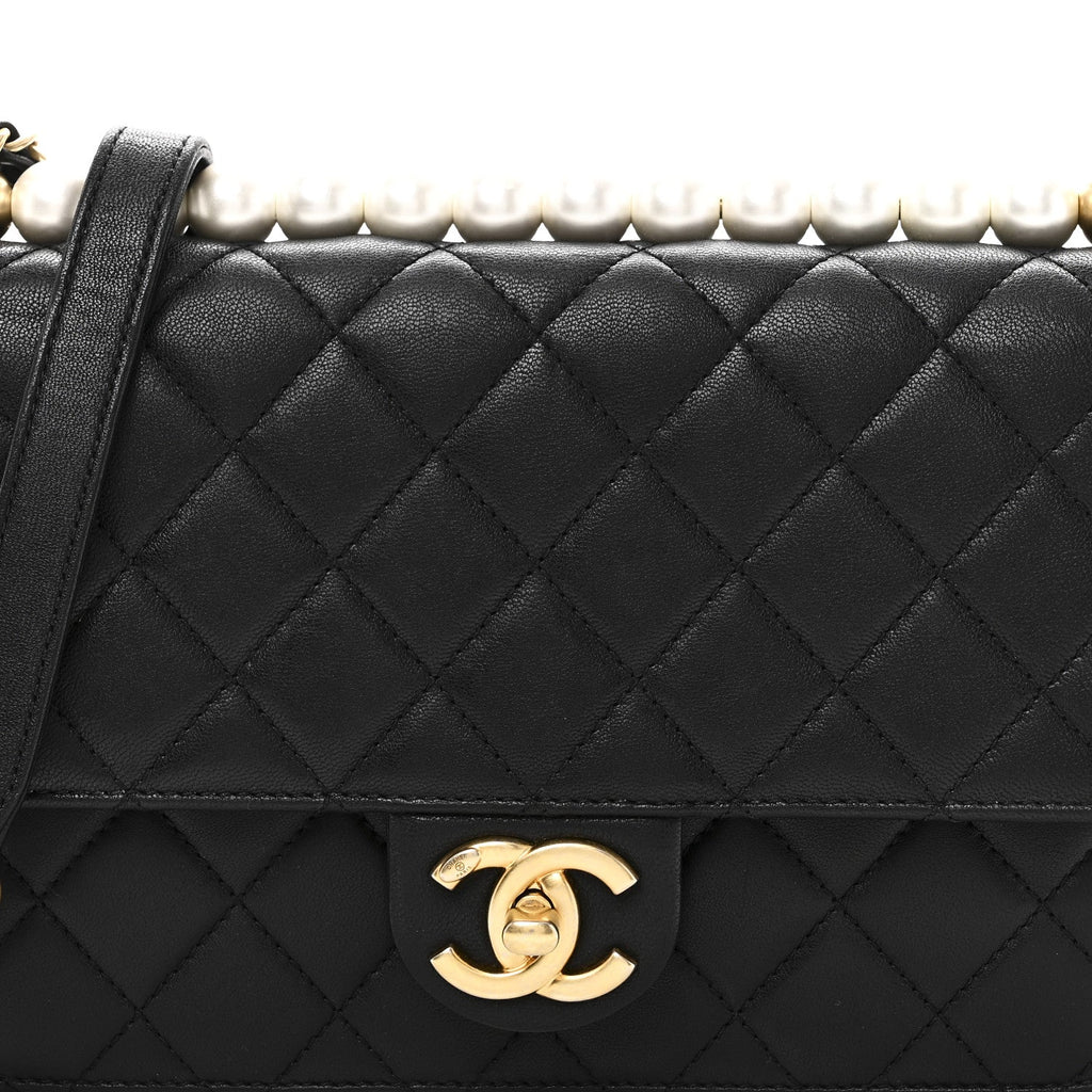 Chanel Goatskin Quilted Small Chic Pearls Flap Black