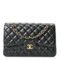 Chanel Lambskin Quilted Jumbo Double Flap Black