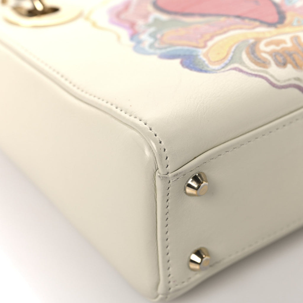 Christian Dior Calfskin Niki De Saint Phalle Dioramour Mini Supple Lady Dior White Multicolor