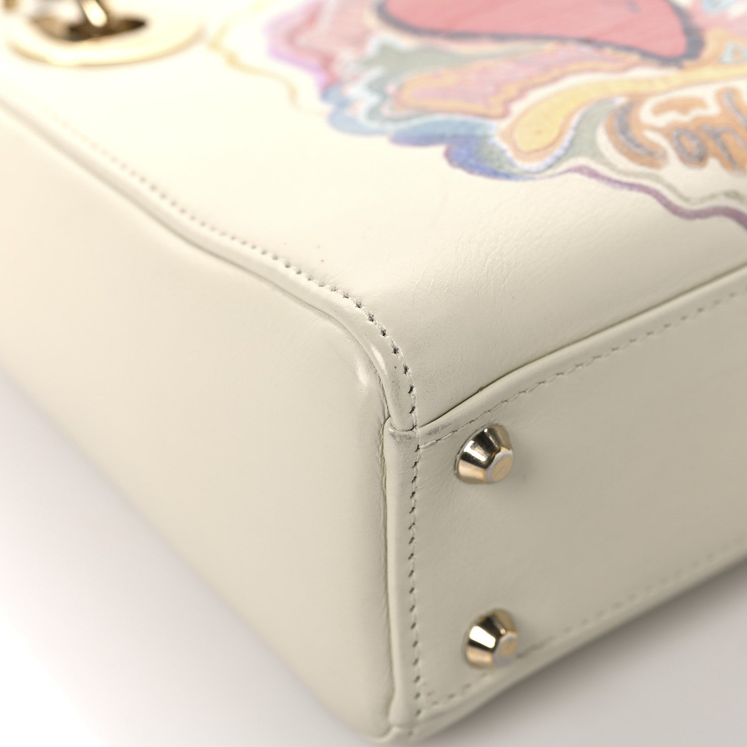 Christian Dior Calfskin Niki De Saint Phalle Dioramour Mini Supple Lady Dior White Multicolor