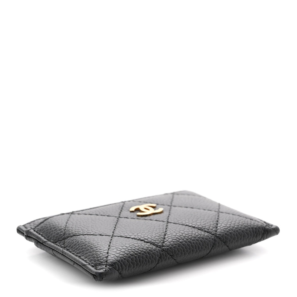 Caviar Quilted Card Holder Black