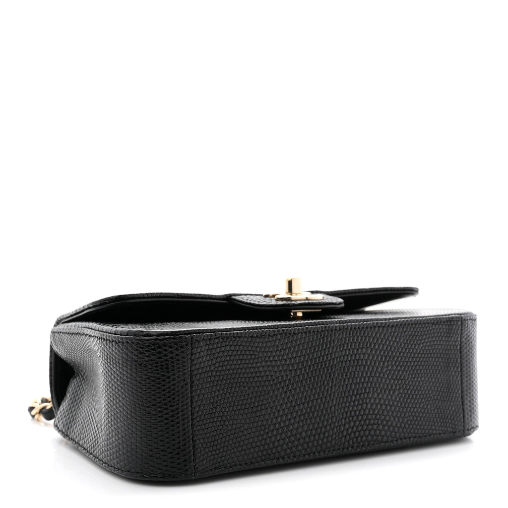 Chanel Lizard Mini Rectangular Flap Black