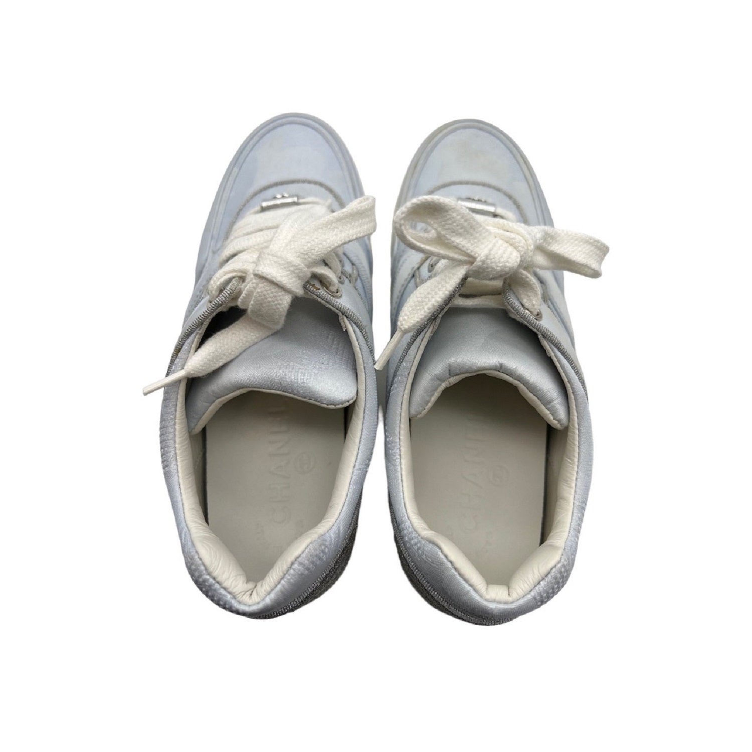 Chanel Shoes CC Low-Top Sneakers Sky Blue Sz 37