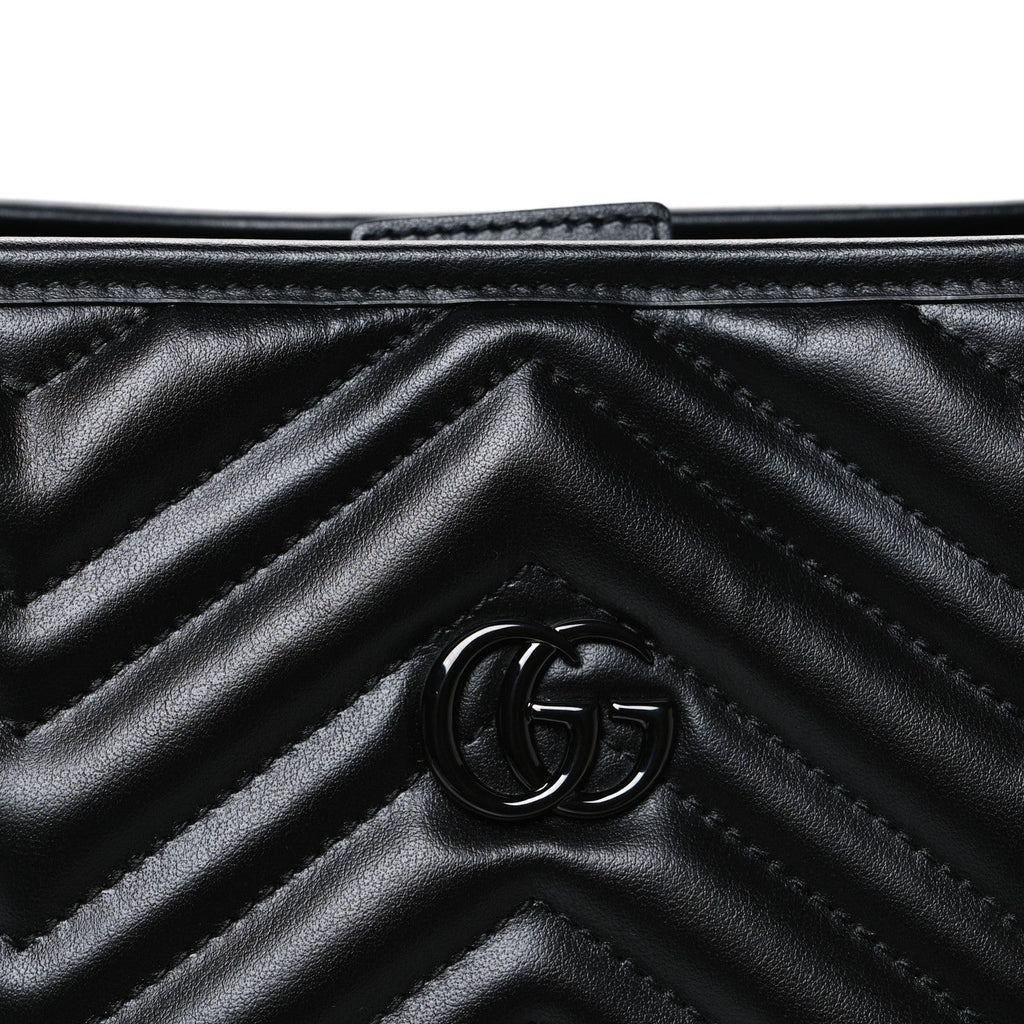 Gucci Calfskin Matelasse Monochrome Large GG Marmont Tote Bag Black