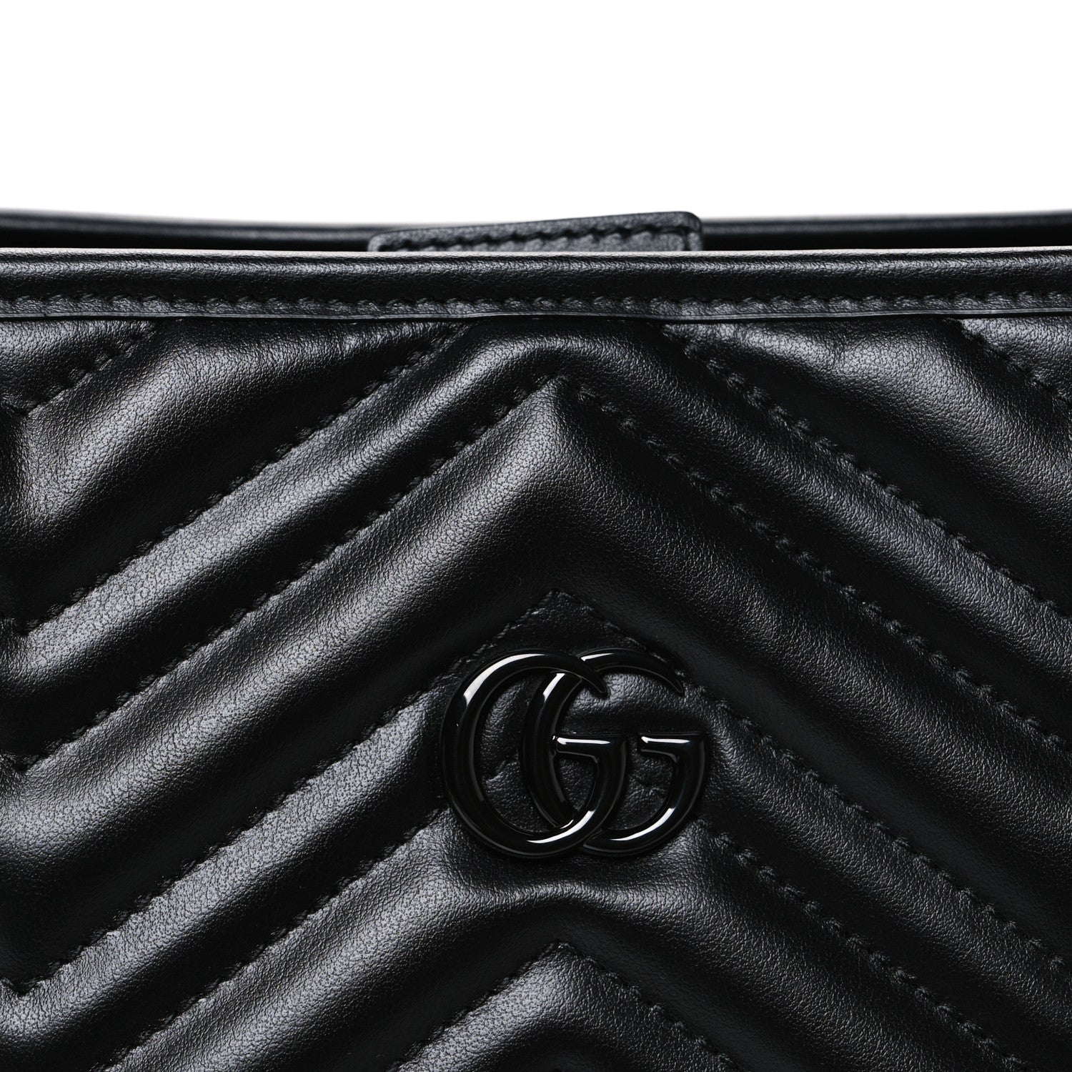 Gucci Calfskin Matelasse Monochrome Large GG Marmont Tote Bag Black