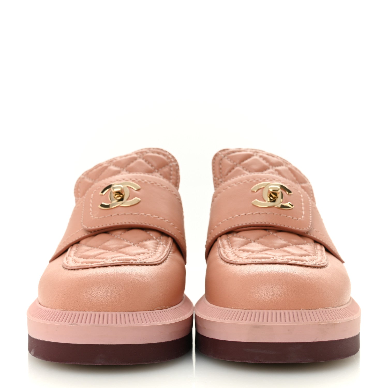 Lambskin Quilted CC Turnlock Loafers 35.5 Dark Pink