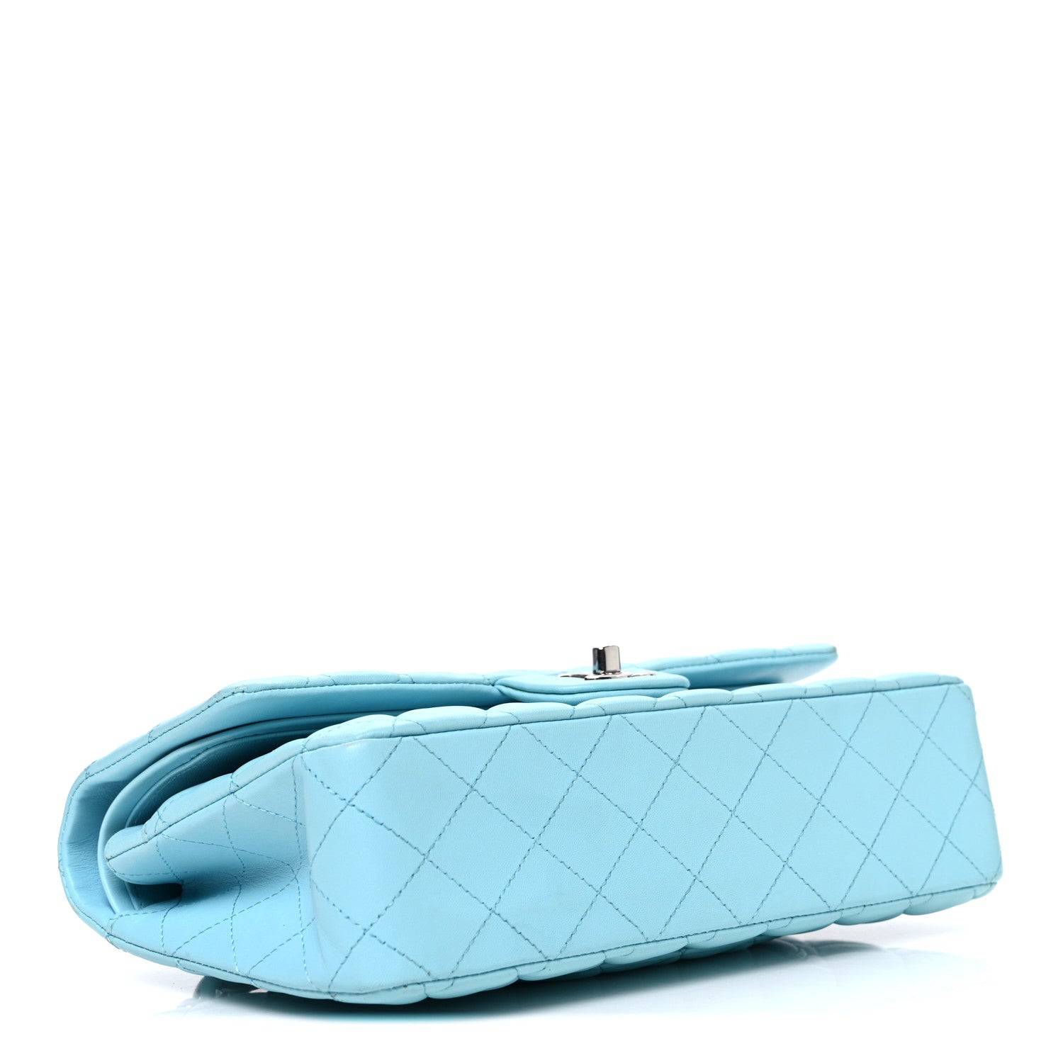 Chanel Lambskin Quilted Medium Double Flap Light Blue