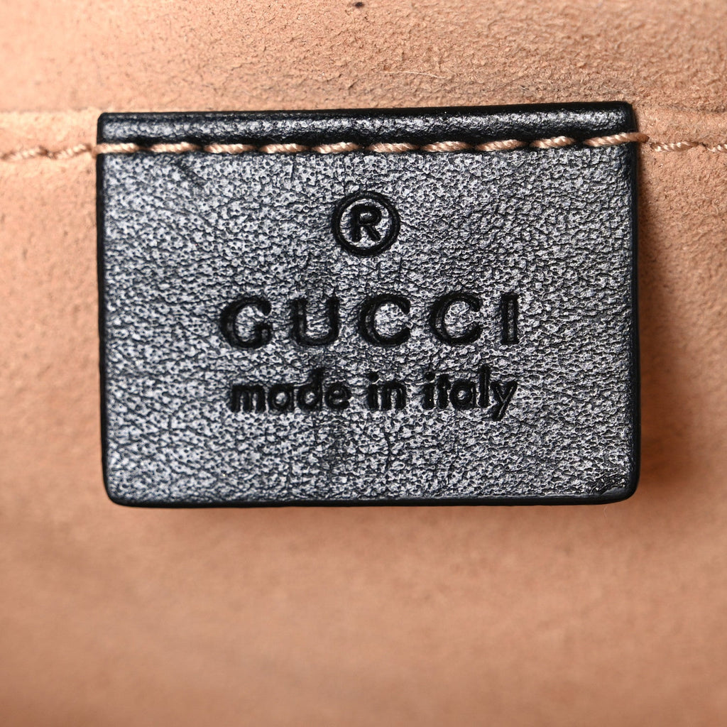 Gucci Calfskin Matelasse Small GG Marmont Chain Shoulder Bag Black