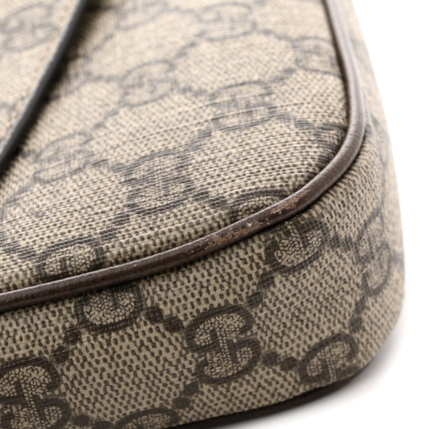 Gucci GG Supreme Monogram Textured Dollar Calfskin Web Mini Ophidia Envelope Shoulder Bag Beige Ebony
