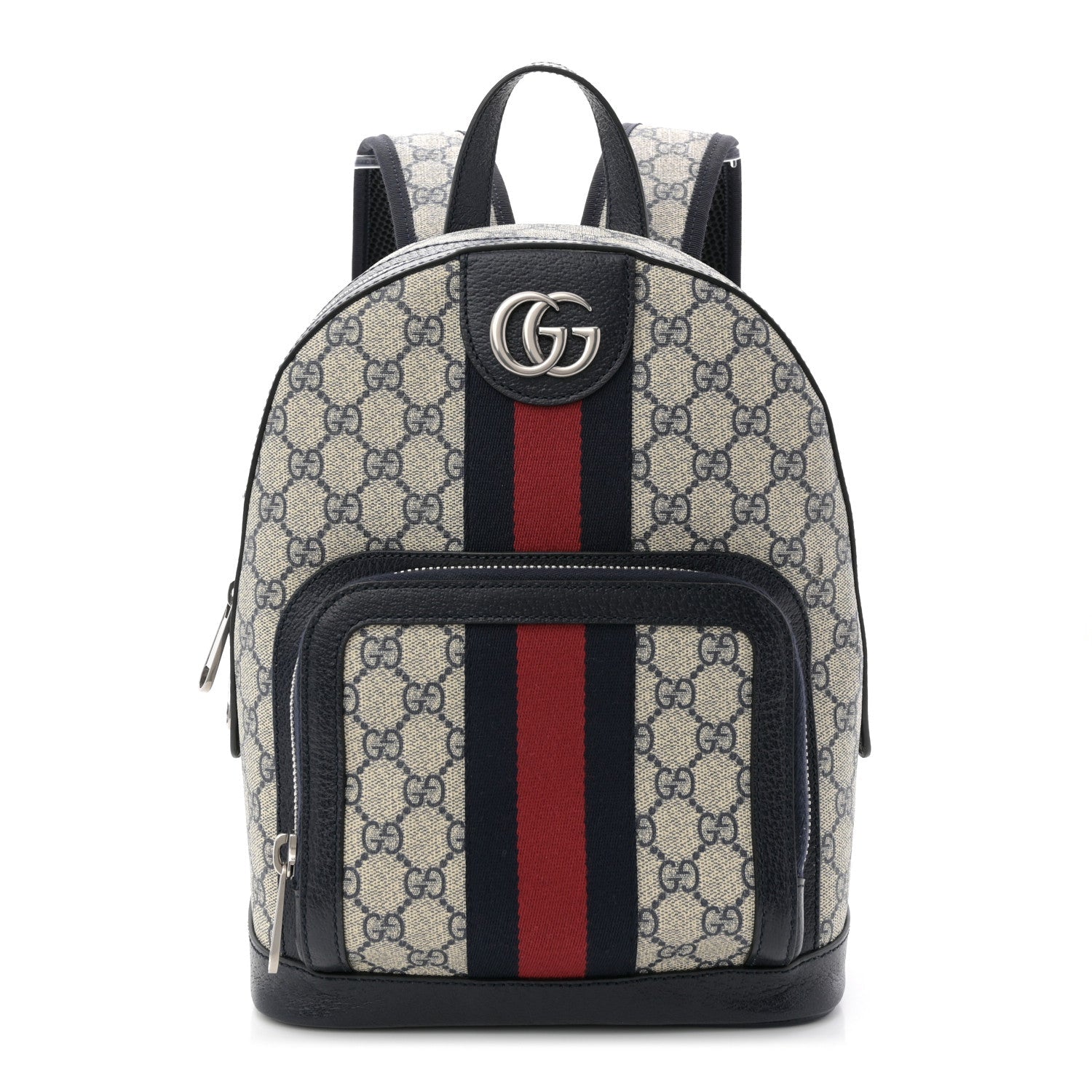 Gucci GG Supreme Monogram Textured Dollar Calfskin Web Small Ophidia Day Backpack Beige Blue Black