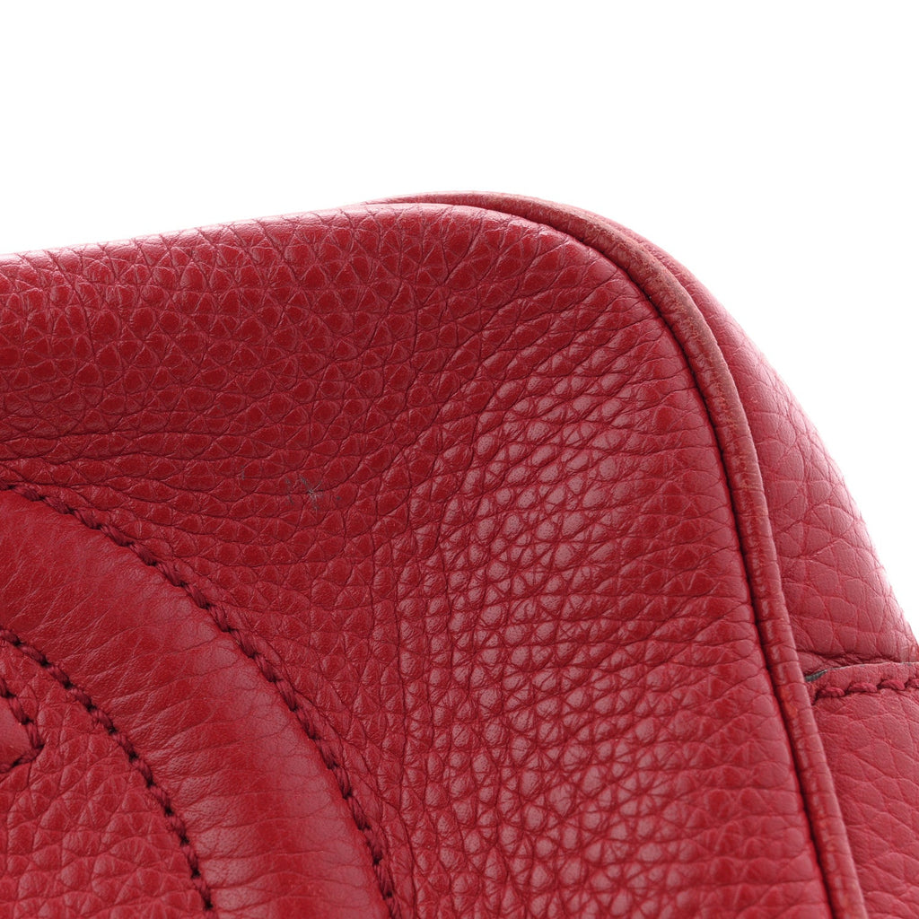 Gucci Pebbled Calfskin Small Soho Disco Bag Tabasco Red