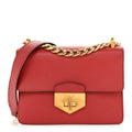 Prada Saffiano Turn Lock Chain Shoulder Bag Fuoco