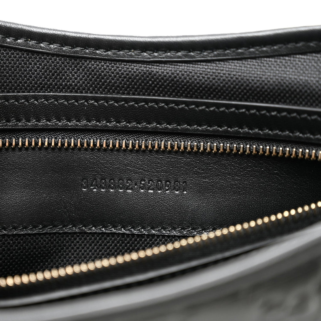 Gucci GG Calfskin Embossed Emblem Medium Arabella Bag Black Black