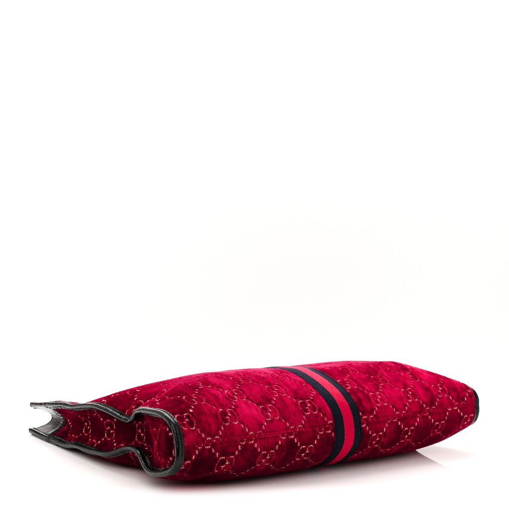 Gucci Velvet GG Monogram Large Rajah Chain Tote Red Cipria Black