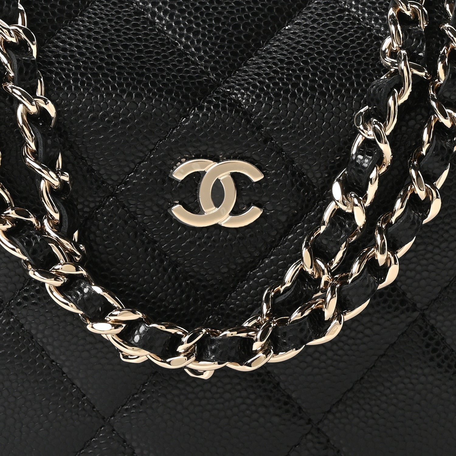 Chanel Caviar Quilted Other Shape With Chain Black