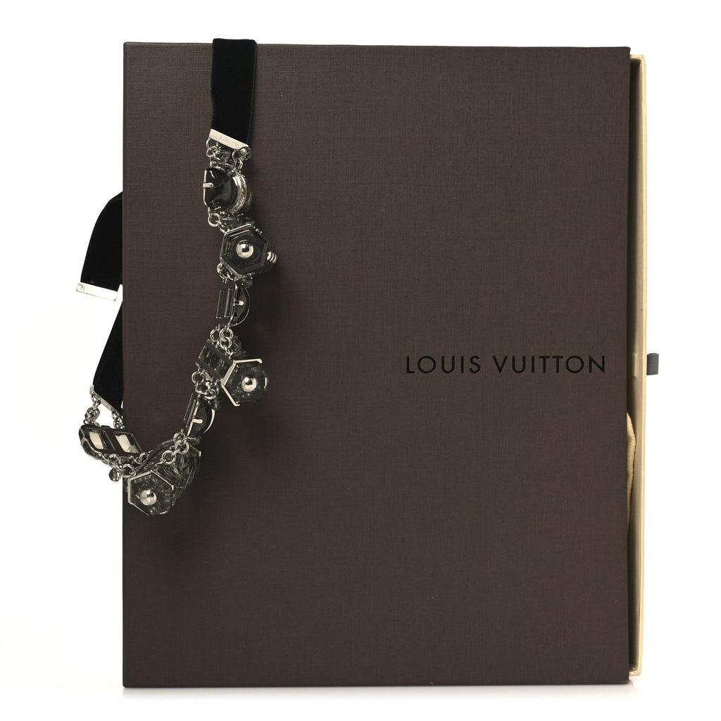 Louis Vuitton Velvet Resin Crystal Choker Necklace Black