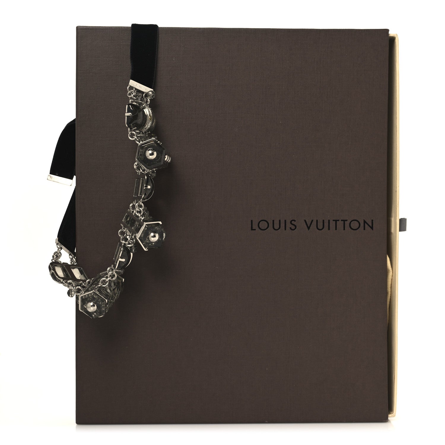 Louis Vuitton Velvet Resin Crystal Choker Necklace Black